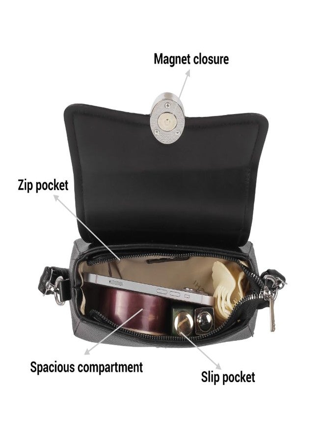 Mochi Women Black Shoulder Bag (66-207) - Image 5